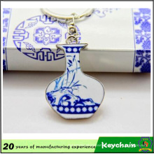 Promotional Blue & White Porcelain Metal Keychain